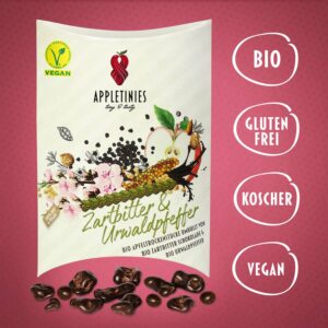 Appletinies – Bio Zartbitter mit Urwaldpfeffer (vegan) 45g